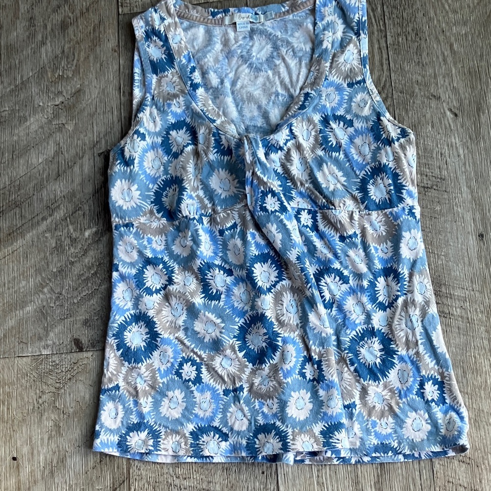 Women’s Boden Floral Blue and White cotton knit top 6